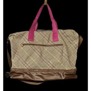 Land’s End Canvas Getaway Duffle Bag Antique Alabaster Pink Glen Plaid Travel
